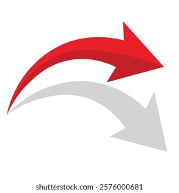 3d Red Arrow Left Direction single Icon on a Transparent Background, arrow icon Illustration Vector for your web site design. Arrow indicated the direction symbol. curved arrow sign.