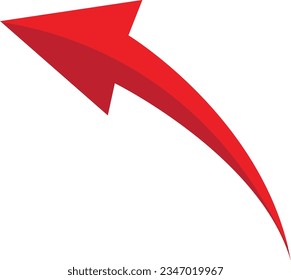 Flecha roja 3D sobre fondo blanco. Flechas para sitio web, aplicación, medios sociales e ilustración vectorial digital
