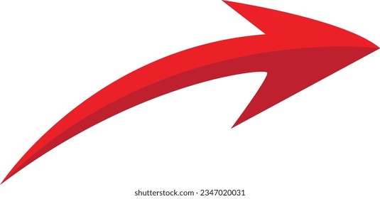 Flecha roja 3D sobre fondo blanco. Flechas para sitio web, aplicación, medios sociales e ilustración vectorial digital