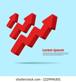3d red arrow pointing up, different shapes, steps up, bussiness banner