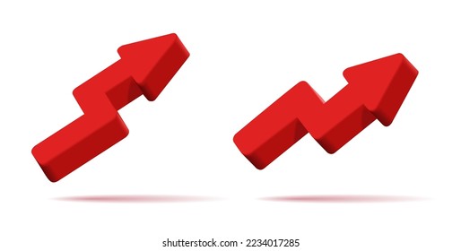 3d red arrow pointing up, cartoon render style, isolated
