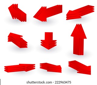 3d red arrow set