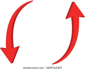 3d red arrow symbol isolated on white background. Vector illustration.