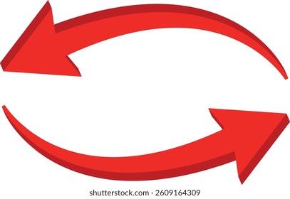 3d red arrow symbol isolated on white background. Vector illustration.