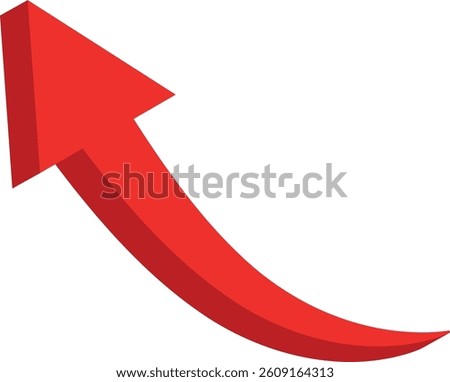 3d red arrow symbol isolated on white background. Vector illustration.