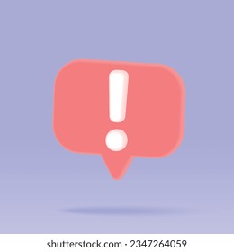 3d red attention bell hazard or red emergency notice alert warning.alert important. 3d vector illustration