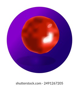 3d red baal, moon, sun, ribbon