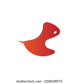 3d red bird or red fish illustration.