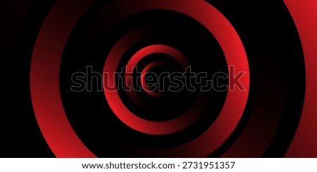 3D red black dynamic techno background on dark space. Tech banner with rotating circles style decoration. Modern graphic design element. Motion lines concept