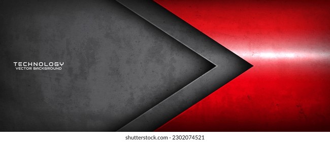 Capa de solapamiento de fondo abstracto tecno rojo 3D sobre el espacio oscuro con efecto de textura gruesa. Diseño gráfico moderno concepto de corte de elementos para banner, volante, tarjeta o portada