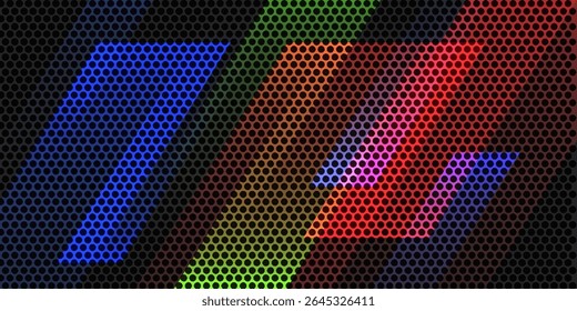 3D red black techno abstract background overlap layer on dark space with lines decoration. Modern graphic design element perforated style for banner, flyer, card, brochure cover, or landing page
