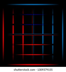 3d red and blue fading neon light elements, grid on black background. Futuristic abstract pattern. Texture for web-design, website, presentations, digital printing, fashion, concept design. EPS 10.