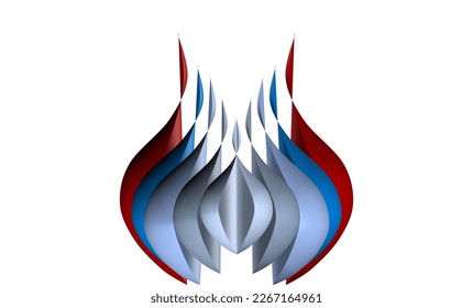 3D-Logo auf Rot und Blau für Feuer auf isoliertem weißem Hintergrund 
