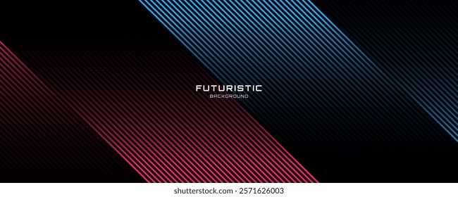 3D red blue lines techno abstract background overlap layer on dark space with diagonal shape decoration. Modern graphic design element stripes style concept for banner, flyer, card, or brochure cover