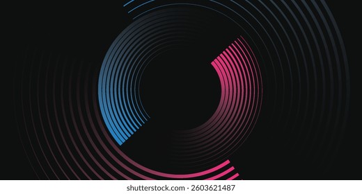 3D red blue lines techno abstract background overlap layer on dark space with circles effect decoration. Modern graphic design element stripes style concept for banner, flyer, card, or brochure cover