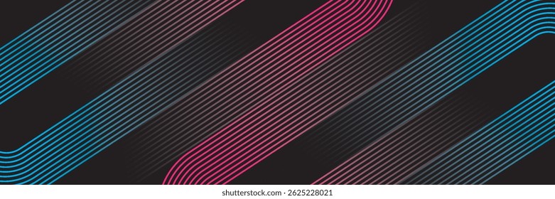 3D red blue lines techno abstract background overlap layer on dark space with rounded shape decoration. Modern graphic design element stripes style concept for banner, flyer, card, or brochure cover