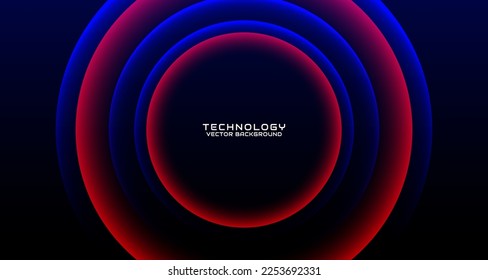 3D red blue techno abstract background overlap layer on dark space with glowing circle decoration. Style concept cut out. Graphic design element for banner flyer, card, brochure cover, or landing page