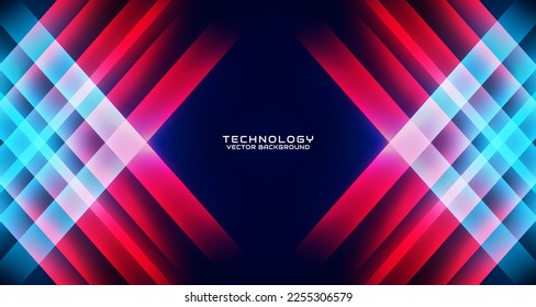 Abstrakter 3D-Techno-Hintergrund überschneidet Schicht auf dunklem Raum mit leuchtender rhomb-Dekoration. Stilkonzept ausgeschnitten. Grafikdesign-Element für Banner-Flyer, Karten, Broschüren oder Landing-Page