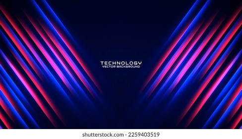 Capa de superposición de fondo abstracta 3D de color azul rojo tecno en el espacio oscuro con una decoración de efecto brillante. El concepto de estilo está cortado. Elemento de diseño gráfico para el volante de banners, tarjeta, portada de folletos o página de inicio