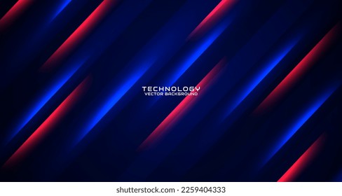 3D red blue techno abstract background overlap layer on dark space with glowing effect decoration. Style concept cut out. Graphic design element for banner flyer, card, brochure cover, or landing page