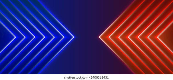 3D red blue techno abstract background overlap layer on dark space with arrow decoration. Modern graphic design element motion style concept for banner, flyer, card, brochure cover, or landing page.