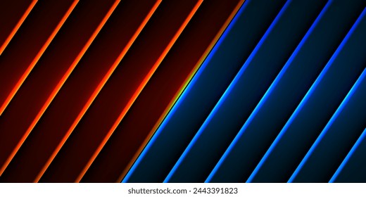 3D red blue techno abstract background overlap layer on dark space with arrow decoration. Modern graphic design element motion style concept for banner, flyer, card, brochure cover, or landing page