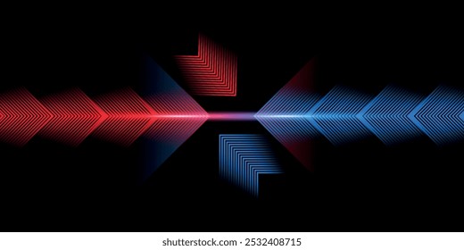 3D red blue techno abstract background overlap layer on dark space with rhombus decoration. Modern graphic design element motion style concept for banner, flyer, card, brochure cover, or landing page