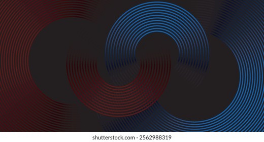 3D red blue techno abstract background overlap layer on dark space with glowing circles shape decoration. Modern graphic design element future style concept for banner, flyer, card, or brochure cover