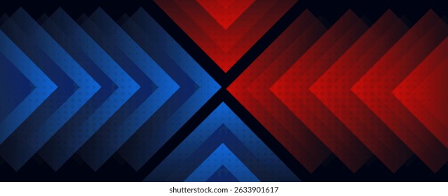 3D red blue techno abstract background overlap layer on dark space with rhombus decoration. Modern graphic design element motion style concept for banner, flyer, card, brochure cover, or landing page