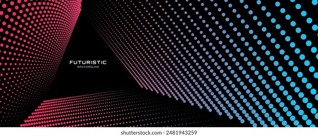 3D red blue techno background. Big data visualization on dark space with dotted lines effect decoration. Modern graphic design element triangle dots style concept for flyer, card, or brochure cover