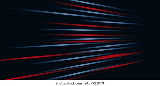 3D red blue techno geometric background on dark space with glow lines motion decoration. Modern graphic design element panoramic high speed style concept for banner, flyer, card, or line modern