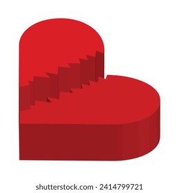 3d red broken  heart isolated on white background
