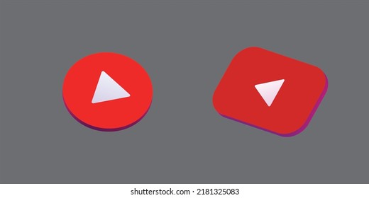 3D red button video player. Social media. Flat Social Media Background Sign Download. Vector Logo. EPS10