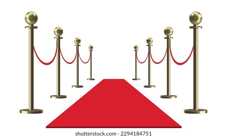 3d red carpet celebration with white background