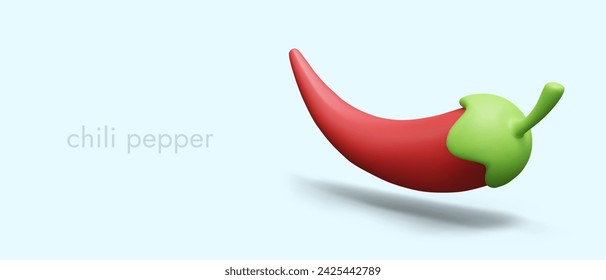 3D red chili pepper. Spicy vegetable, seasoning for dishes. Rich taste