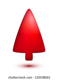 3D red christmas tree on white