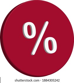3D Red Color Percentage % Illustration Concept