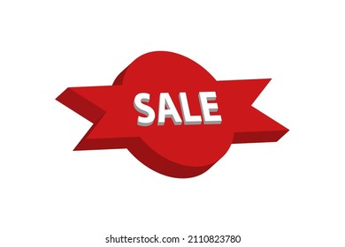 3d red color sales logo tag abstract circle shape