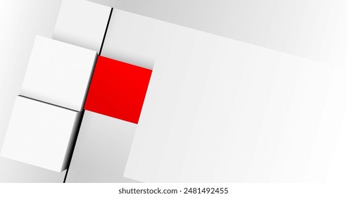 3d red cubes white background