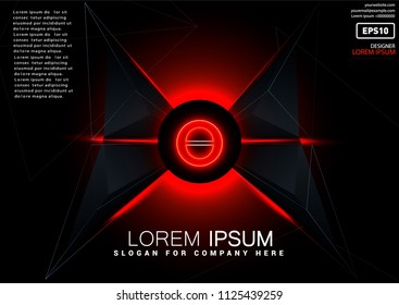 3D red cyber polygonal object for presentation, card, brochures, or business idea