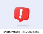 3d red danger attention bell or red emergency notifications alert on rescue warning 3d icon. alert important for security urgency concept. 3d security warning urgent icon vector render illustration