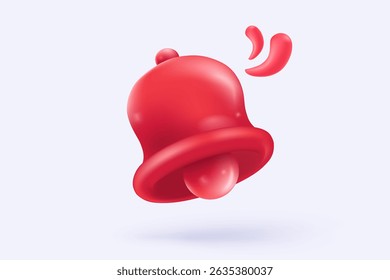 3d red danger attention bell or emergency notifications alert on rescue warning in background. alert important for security urgency concept. 3d warning urgent icon vector render illustration