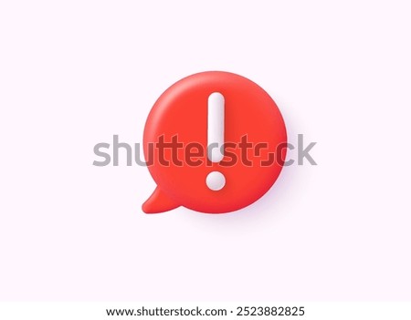 3d red danger attention bell or red emergency notifications. 3D Web Vector Illustrations.