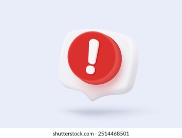 3d red danger attention for help or emergency notice alert on rescue warning. loud alert important for security urgency concept. 3d warning urgent buttons icon vector render illustration