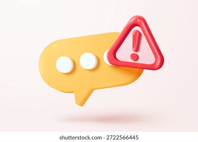 Alerta vermelho 3d atenção de perigo para ajuda ou alerta de aviso de emergência no aviso de resgate. alerta alto importante para o conceito de urgência de segurança. Ícone de botões urgentes de aviso 3d ilustração de renderização de vetor