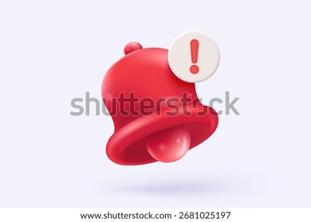 3d red danger attention for help or emergency notice alert on rescue warning. loud alert important for security urgency concept. 3d warning urgent buttons icon vector render illustration