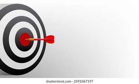 3D Red Dart Hit The Dartboard Mockup. EPS10 Vector