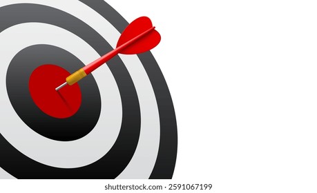 3D Red Dart Hit The Dartboard Mockup. EPS10 Vector