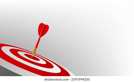 3D Red Dart Hit The Dartboard Mockup. EPS10 Vector