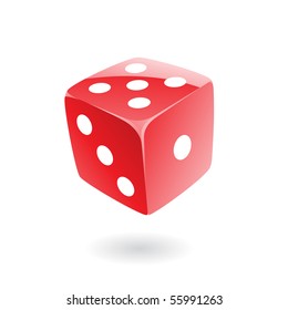 3d red dice isolated on white